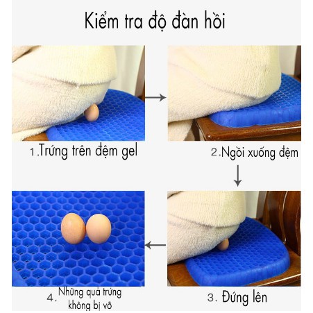 Đệm ngồi 3D cao cấp thoáng khí - Nệm lót ghế gel silicon tổ ong chống ê mông, mỏi lưng