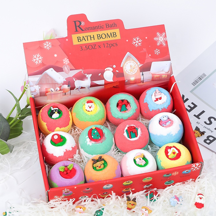 [SET QUÀ TẶNG] Romantic Bath Bomb Christmas, Set Bom Tắm Giáng Sinh Tinh Dầu Thơm Kèm Mô Hình Noel - Hộp 12 viên