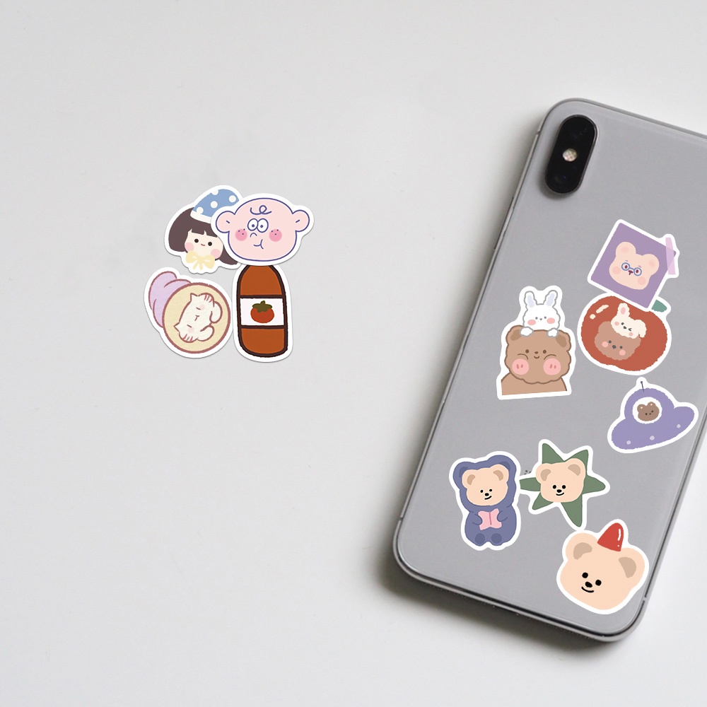 Set 102 Nhãn Dán Hoạt Hình Gấu Graffiti Hàn Quốc Trang Trí Sổ Tay Chống Nước Cho Trẻ Em