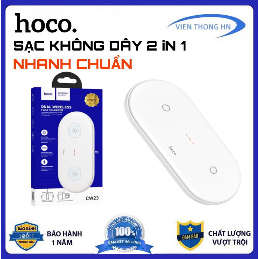 Đế sạc nhanh không dây 10w 2 in 1 hoco cw23 - sạc nhanh không dây 10w 2 in 1 hoco cw23 - vienthonghn