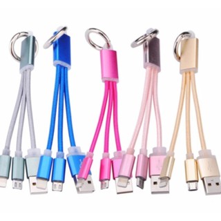 Dây cáp sạc 3 đầu bọc dù(giao màu ngẫu nhiên)