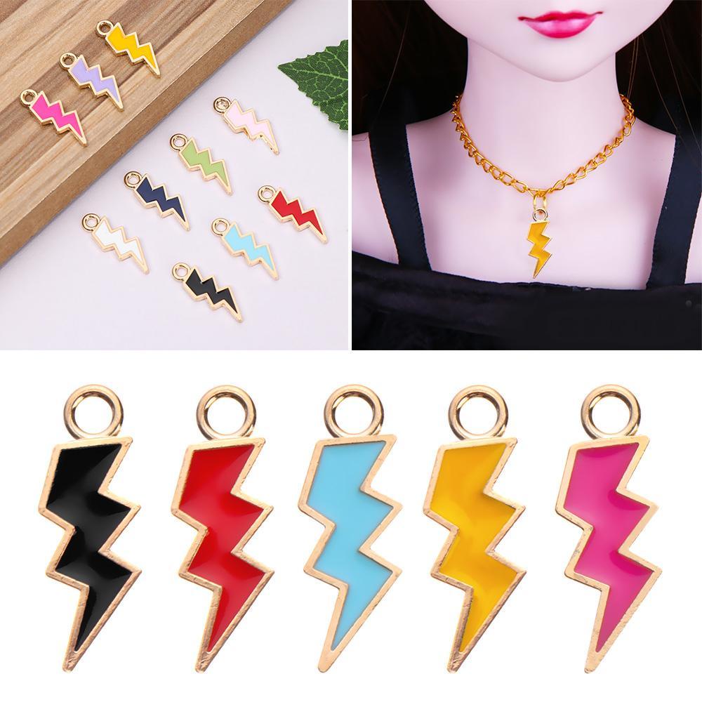 Bộ 10 Mặt Vòng cổ Tráng Men Hình Tia Chớp DIY Charms