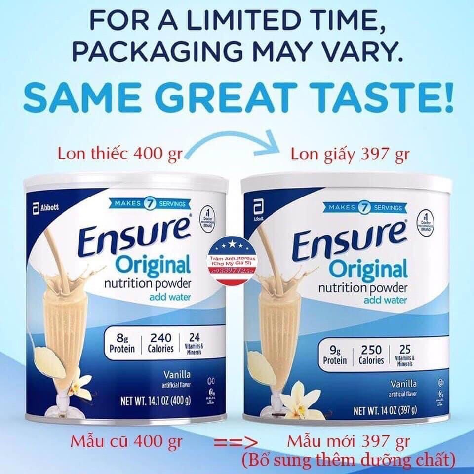 Sữa Ensure- Hàng xách tay Mỹ (Hàng luôn sẵn)
