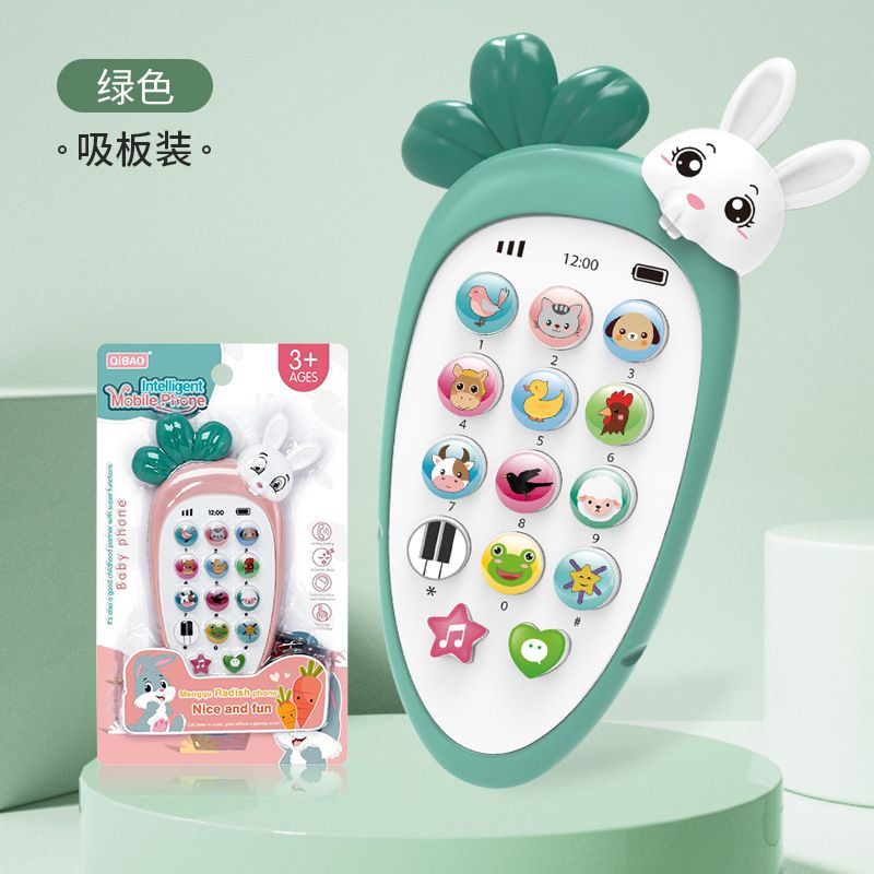 Điện thoại thỏ gặm cà rốt, có nhạc và đèn (kèm 3 pin AAA)