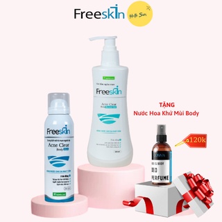 Chai Xịt +Sữa Tắm Viêm Nang Lông, Mụn Lưng Freeskin- Giảm Viêm Nang Lông, Mụn Lưng