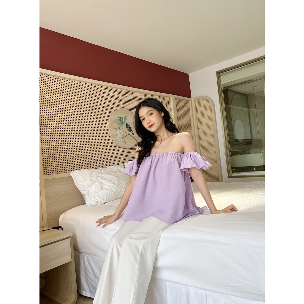 YU CHERRY | Áo nữ trễ vai tay liền Flying Offsoulder Top YA361