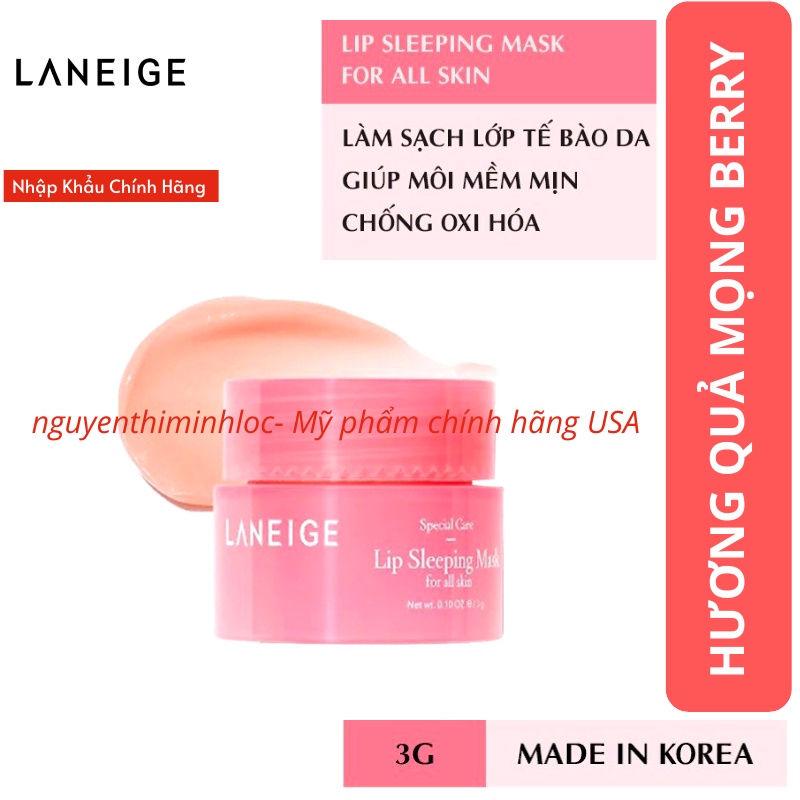 Mặt Nạ Ngủ Môi Berry LANEIGE SPECIAL CARE LIP SLEEPING MASK 3g - Hương Quả Mọng Berry Siêu Thơm