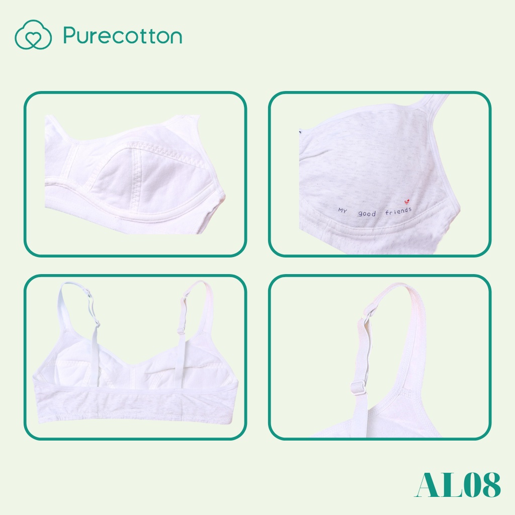 [Mã BMLT35] Áo lá học sinh Purecotton cho bé gái mới lớn chất liệu cotton cao cấp kiểu dáng chui đầu không đệm PC003