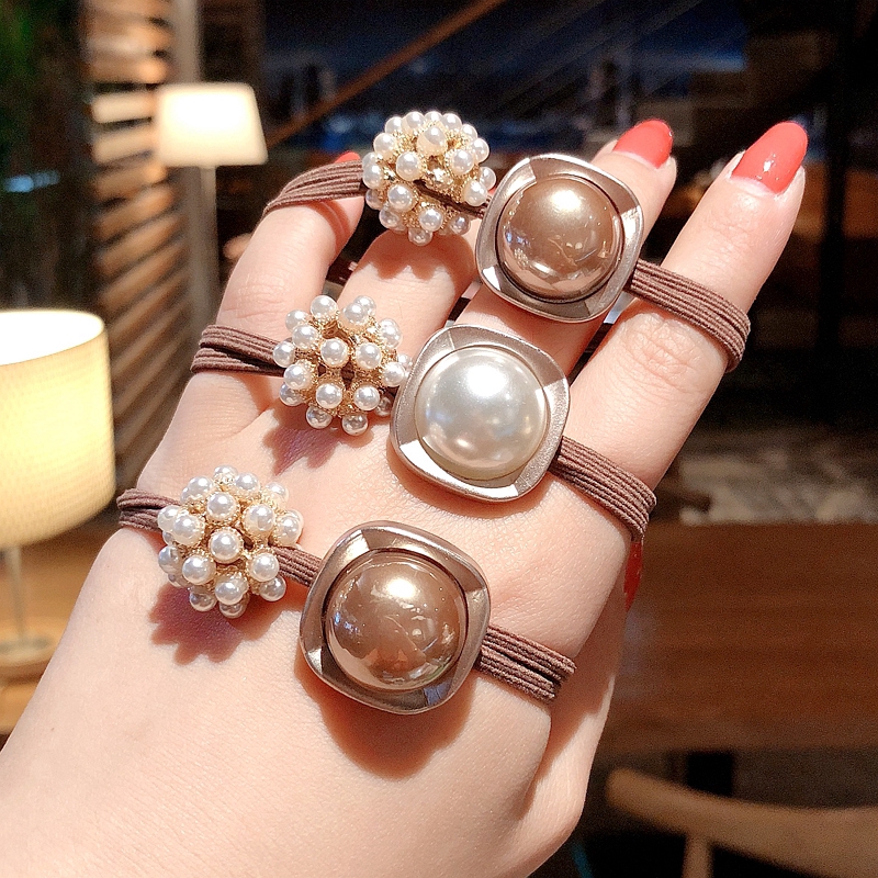 Dây Buộc Tóc Đính Ngọc Trai Xinh Xắn Theo Phong Cách Hàn Quốc