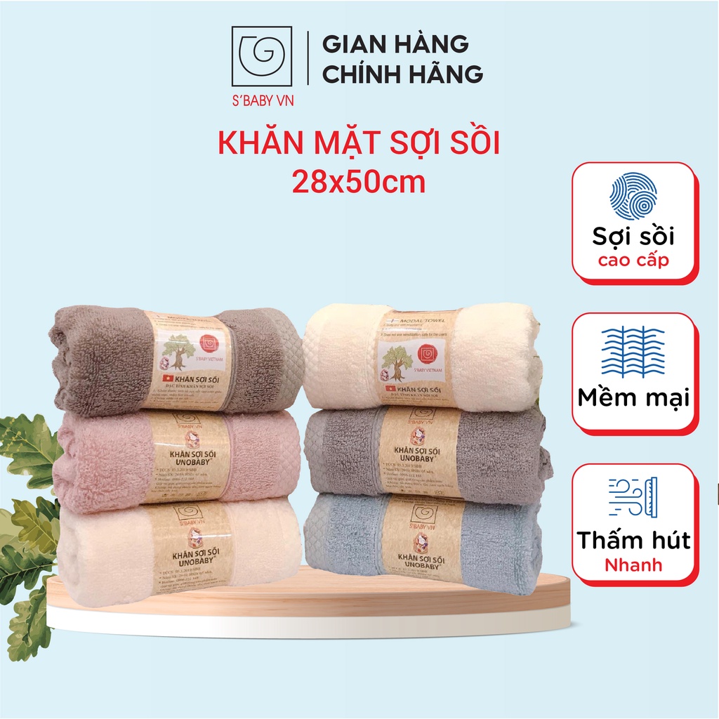 Khăn Mặt Sợi Sồi S'BABY 28x50cm Khả Năng Kháng Khuẩn Cao, An Toàn Với Làn Da - 89361379603