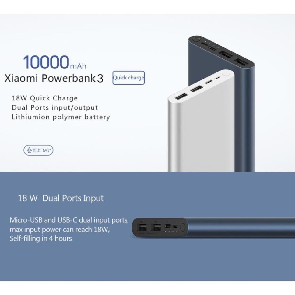 Pin sạc dự phòng Xiaomi 10000 mAh Gen 3 Type-C 18W - Bản Quốc Tế  GIÁ SỈ [vthm9]