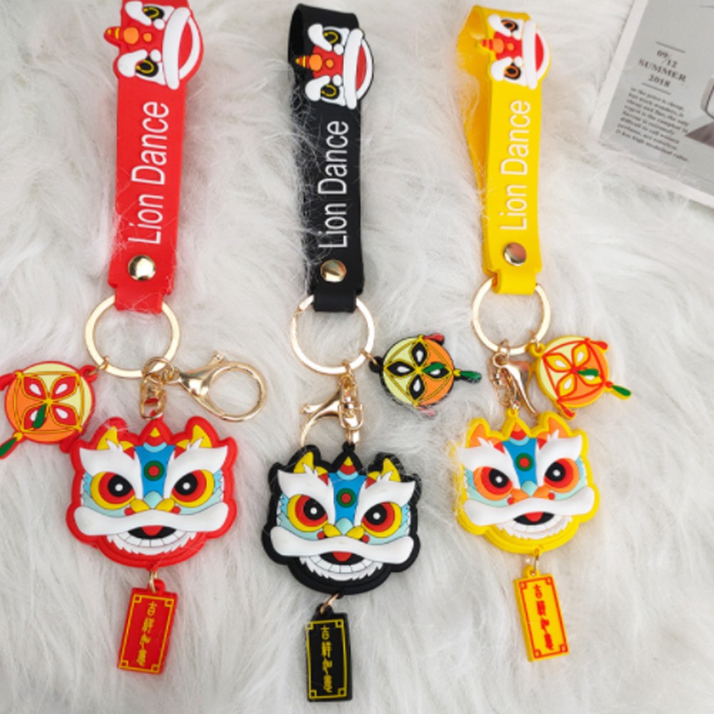 Móc khóa nhựa dẻo hình đầu Lân cá tính