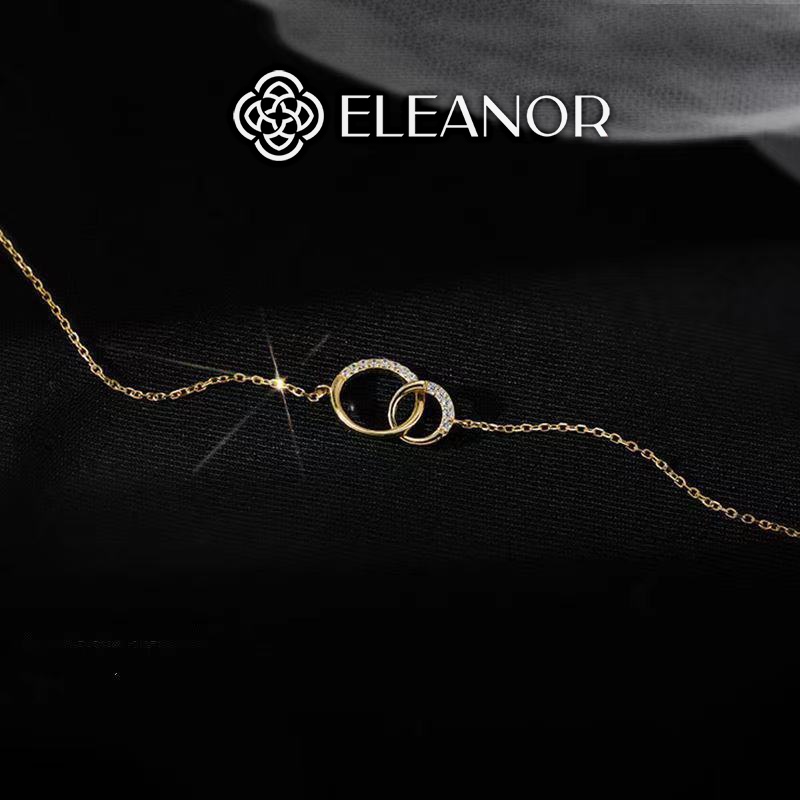 Dây chuyền nữ bạc 925 Eleanor Accessories mặt tròn đôi đính đá phụ kiện trang sức 4496