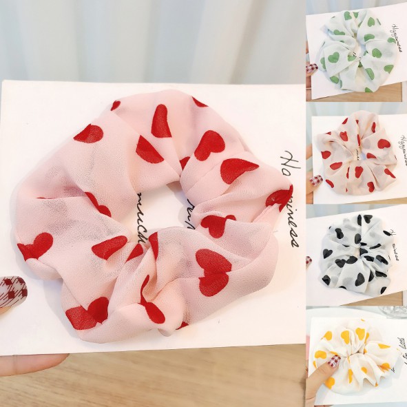 Dây Cột Tóc Vải Scrunchies Trái tim Phong Cách Hàn Quốc Cho Các Bạn Nữ