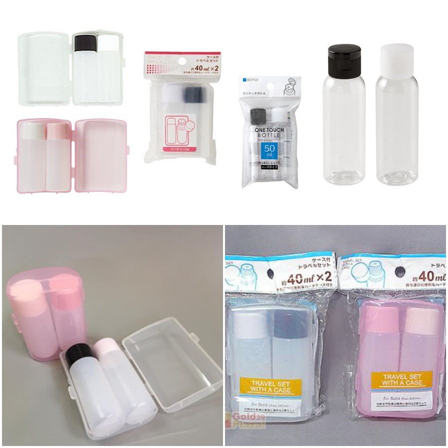 Set 2 lọ chiết mỹ phẩm 40ml, 50ml kèm hộp đựng Hàng Nhật Chính Hãng