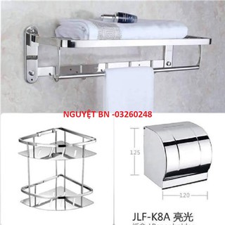 Combo giá vắt khăn 2 tầng-kệ góc-hộp giấy innox