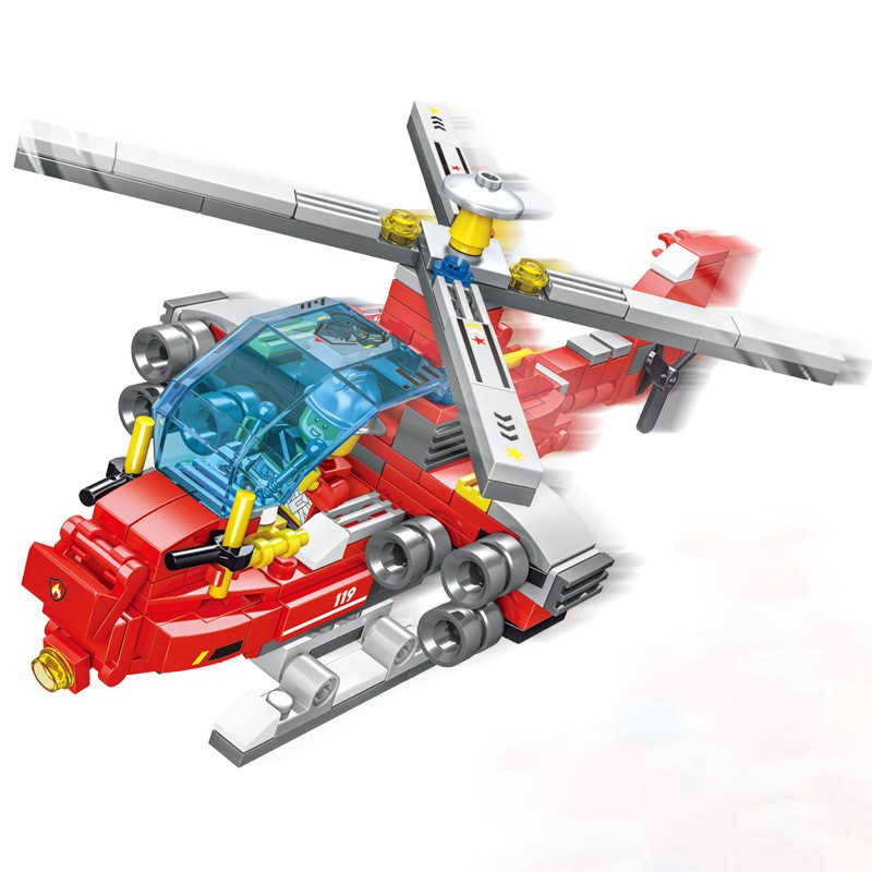 [701 CHI TIẾT] BỘ ĐỒ CHƠI LEGO XE CỨU HỎA SWAT, BAO GỒM TRỰC THĂNG, TÀU THUYỀN, LÍNH CỨU HỎA