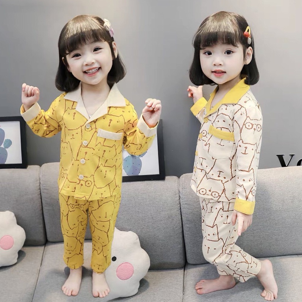 Bộ pijama dài tay mặt mèo cho bé - BM_BABYSHOP