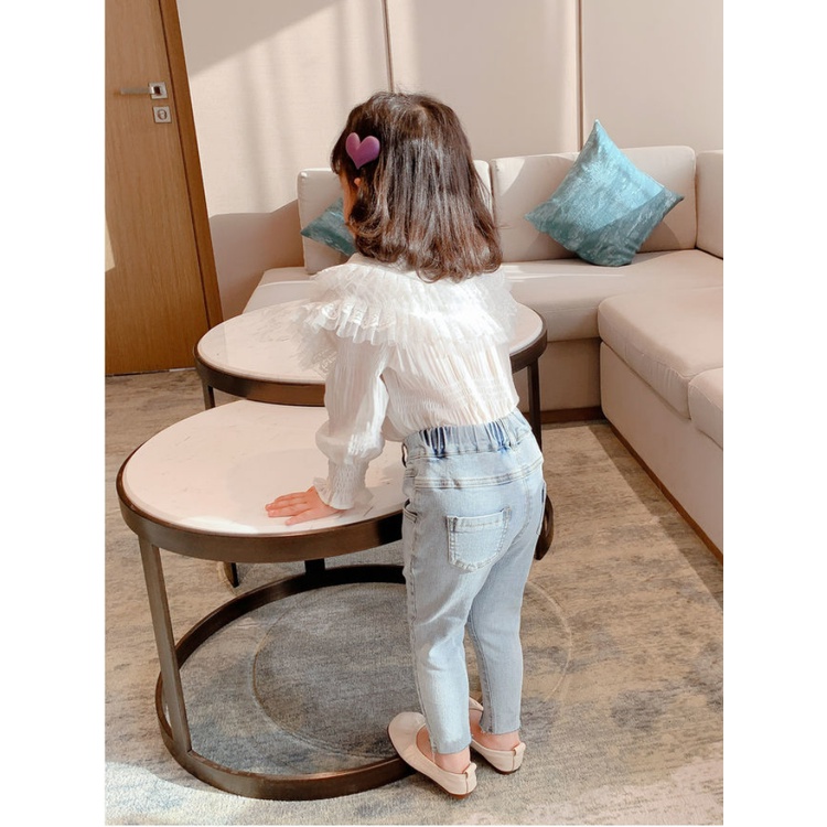 Áo Sơ Mi Tay Dài Cổ Búp Bê Thời Trang Xuân Thu Cho Bé Gái 3-5 Tuổi 6-10 Tuổi