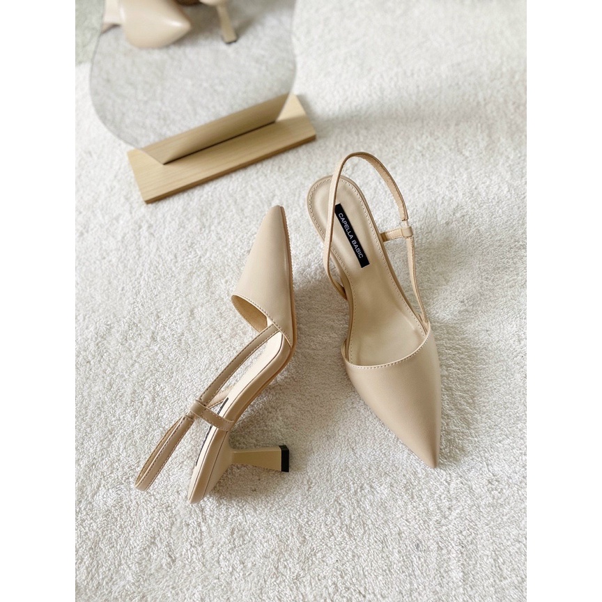 GIÀY CAO GÓT SLINGBACK NỮ GÓT NHỌN 7p BÍT MŨI, KIỂU DÁNG SANG CHẢNH TIỂU THƯ CÓ TRẮNG- ĐEN - NUDE