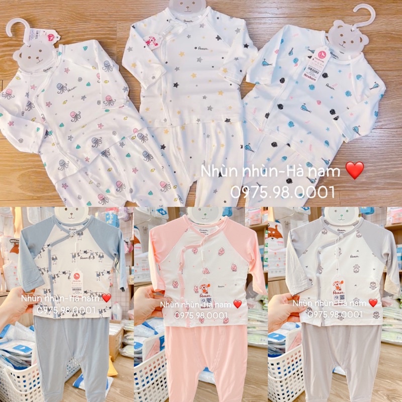 (Avaler/Phủ Lý)Bộ cotton/sợi tre sơ sinh Avaler size Newborn/3-6m/6-9m