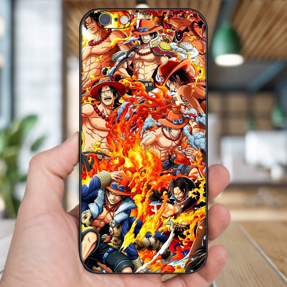 Ốp lưng iPhone 6, 6s dẻo đen cạnh vuông in hình Ace One Piece