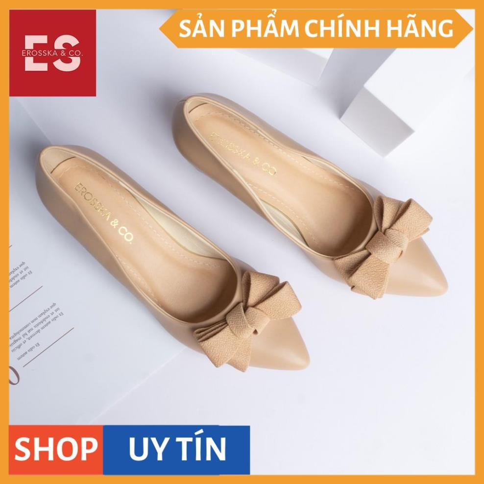 Giày cao gót Erosska thời trang mũi nhọn đính nơ điệu đà kiểu dáng cơ bản cao 5cm màu kem _ EP005 | BigBuy360 - bigbuy360.vn