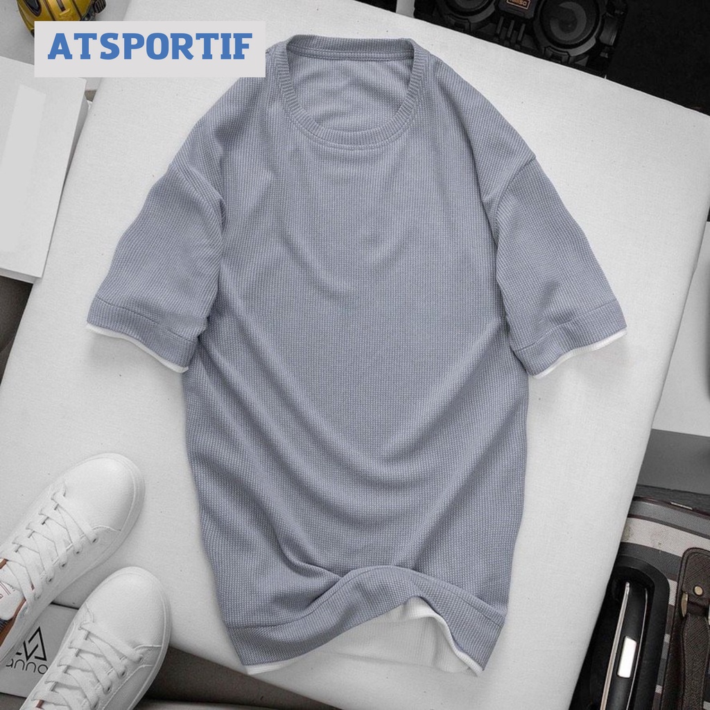 Áo Phông Nam Thể Thao Chất Cotton Tổ Ong 4 Màu Phối Viền Trẻ Trung