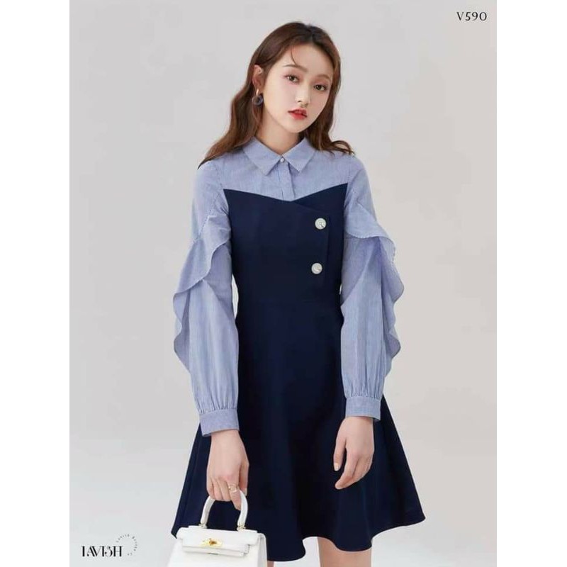 Đầm xòe cổ sơ mi /Đầm công sở thiết kế