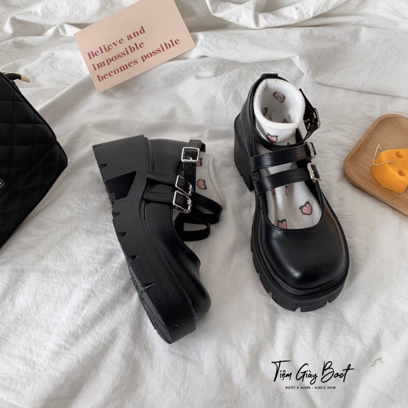 Giày cổ thấp lolita thiết kế 3 quai siêu đẹp mã CR01FREESHIP CÓ SẴN (Full box)