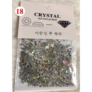 Túi đá chân keo màu 18, đá 7 màu (màu xà cừ) mixsize siêu sáng trang trí móng làm đẹp nail