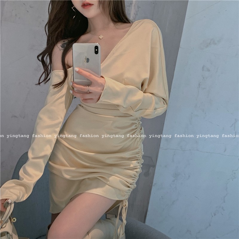 ( ORDER ) Đầm váy nữ lệch vai rút dây sexy ulzzang AK1094 | BigBuy360 - bigbuy360.vn