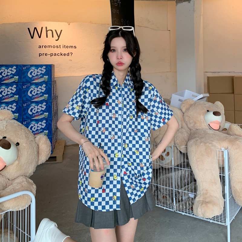 Áo sơ mi tay dài kẻ sọc caro phong cách thời trang mùa thu cho nữ