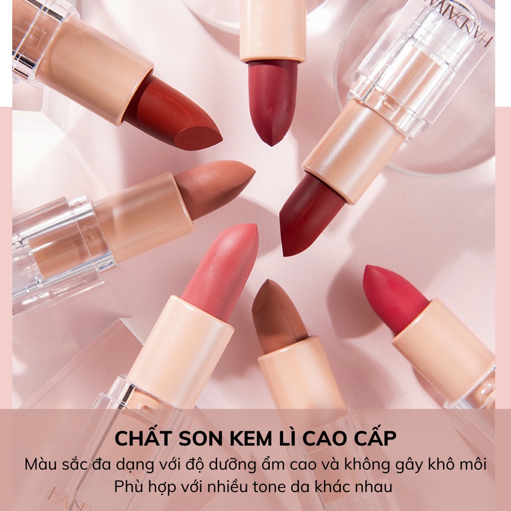 Son Thỏi Lì HANDAIYAN Small Ice Cube Matte Lipstick 12 Màu Nude Bean Pastel Bền Màu Lâu Trôi A2