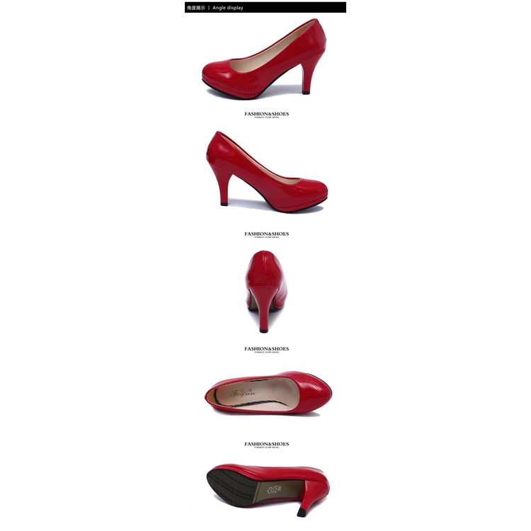 Giày Cao Gót Mũi Tròn Màu Trắng Đen Thời Trang Công Sở Cho Nữ