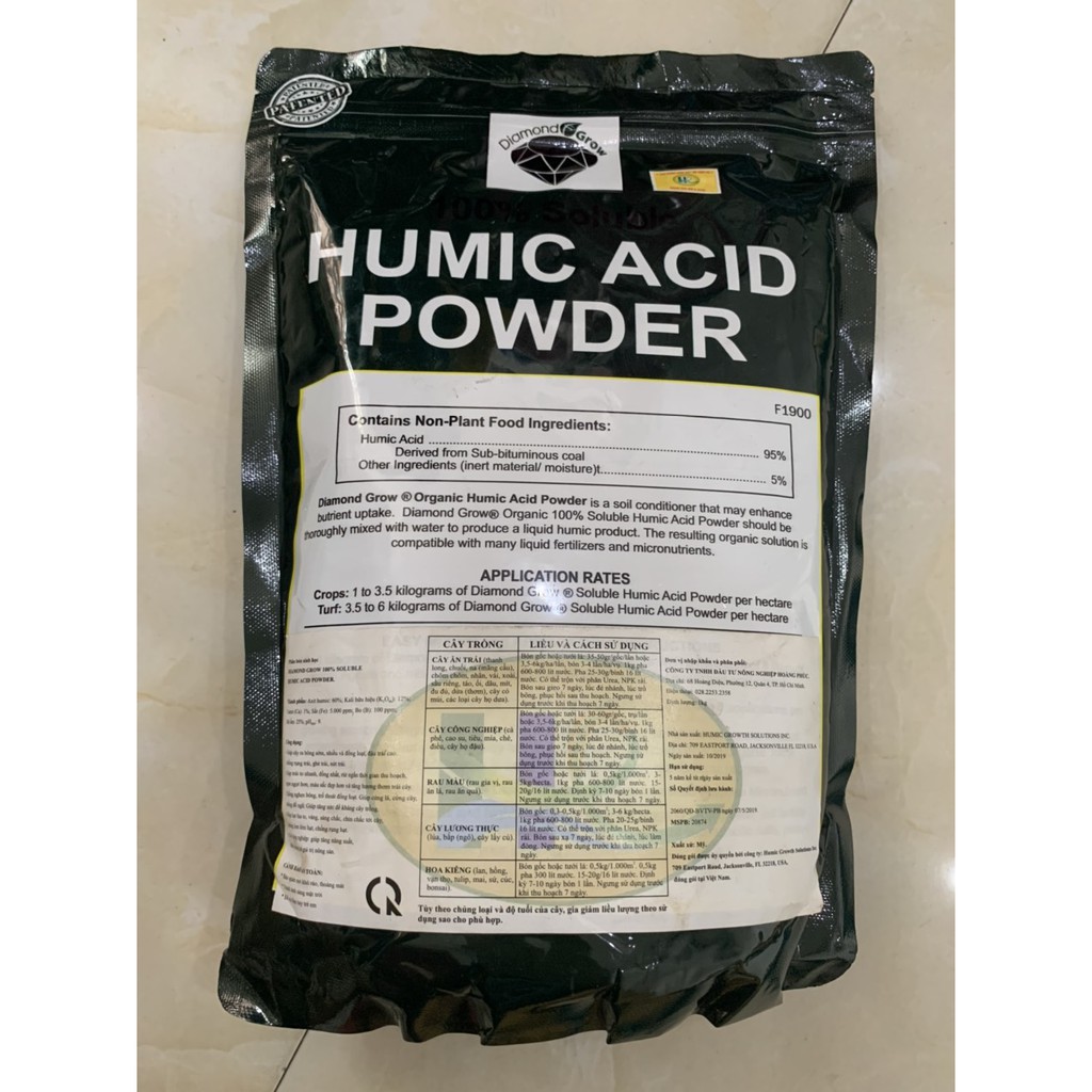 PHÂN BÓN KÍCH RỄ CÂY TỪ PHÂN HỮU CƠ HUMIC ACID POWDER TỪ MỸ GOI 1KG