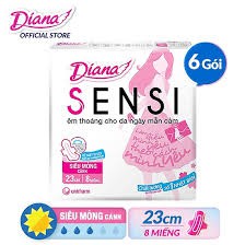 Bộ 6 gói Băng vệ sinh Diana Sensi siêu mỏng cánh gói 8 miếng