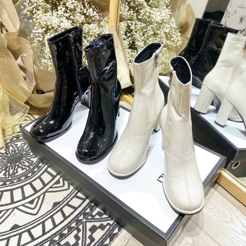 Boot lửng mũi tròn da bóng Mịi Mai phương bùi
