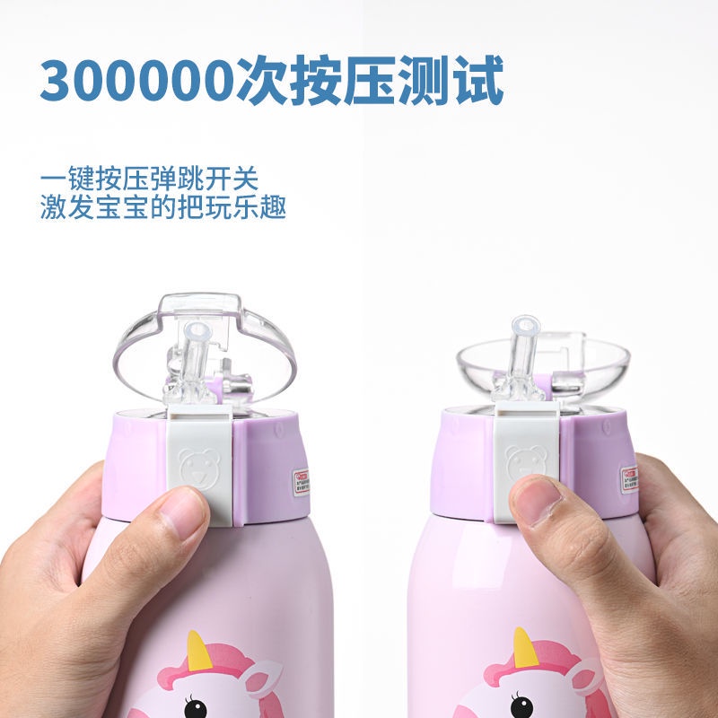 Bình Nước Giữ Nhiệt Thông Minh Bằng Thép Không Gỉ Có Màn Hình Hiển Thị Nhiệt Độ Kèm Ống Hút Cho Trẻ Mẫu Giáo