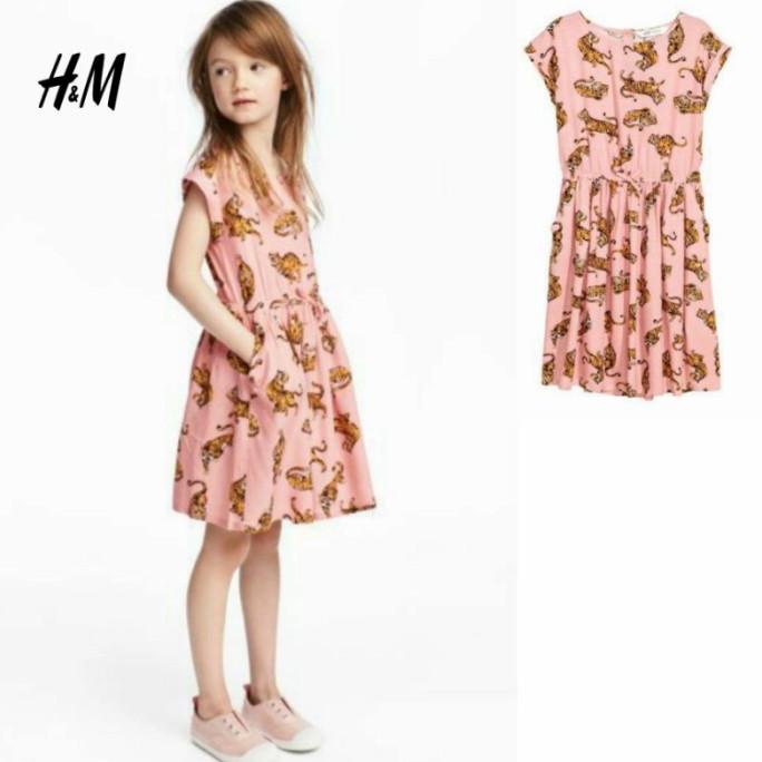 Đầm Họa Tiết Da Báo Và Hoa Thương Hiệu h & m Chính Hãng Dành Cho Trẻ Em