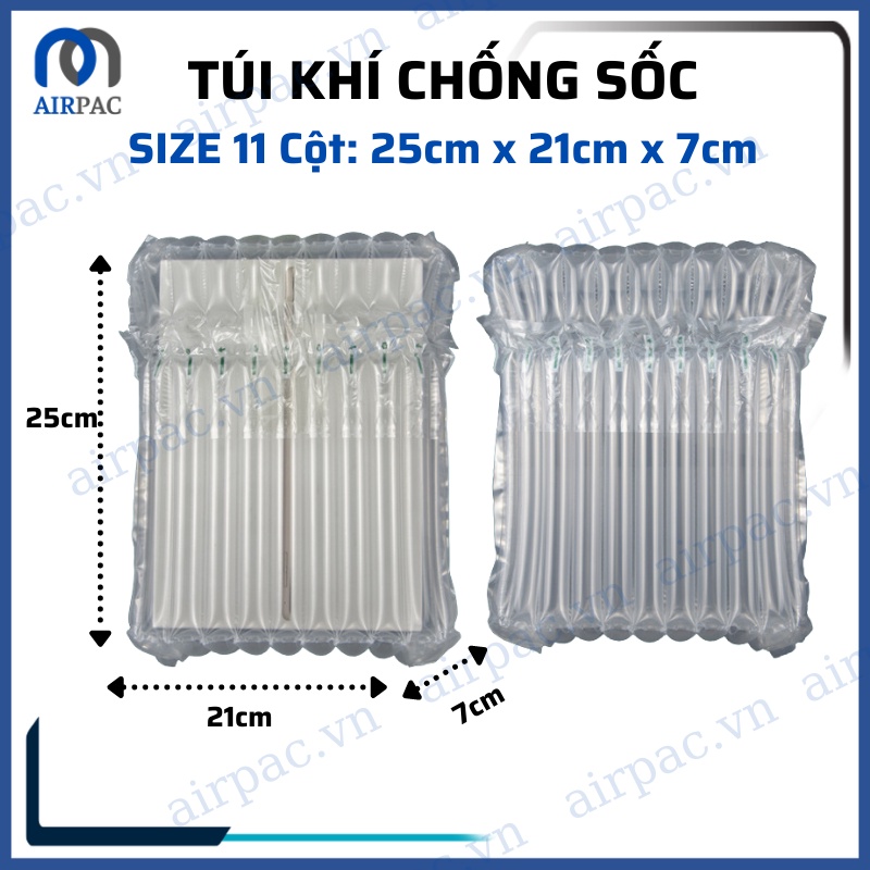 Bao bì túi nilon, cột khí, bọc khí chống sốc vận chuyển hàng hóa dễ vỡ 11 cột (Aipad) bọc đồ cỡ 25cm x 21cm x 7cm