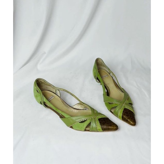 Giaỳ 2hand Nhật mũi nhọn vintage da thật PURA BIANCA made in JAPAN size 37 37.5