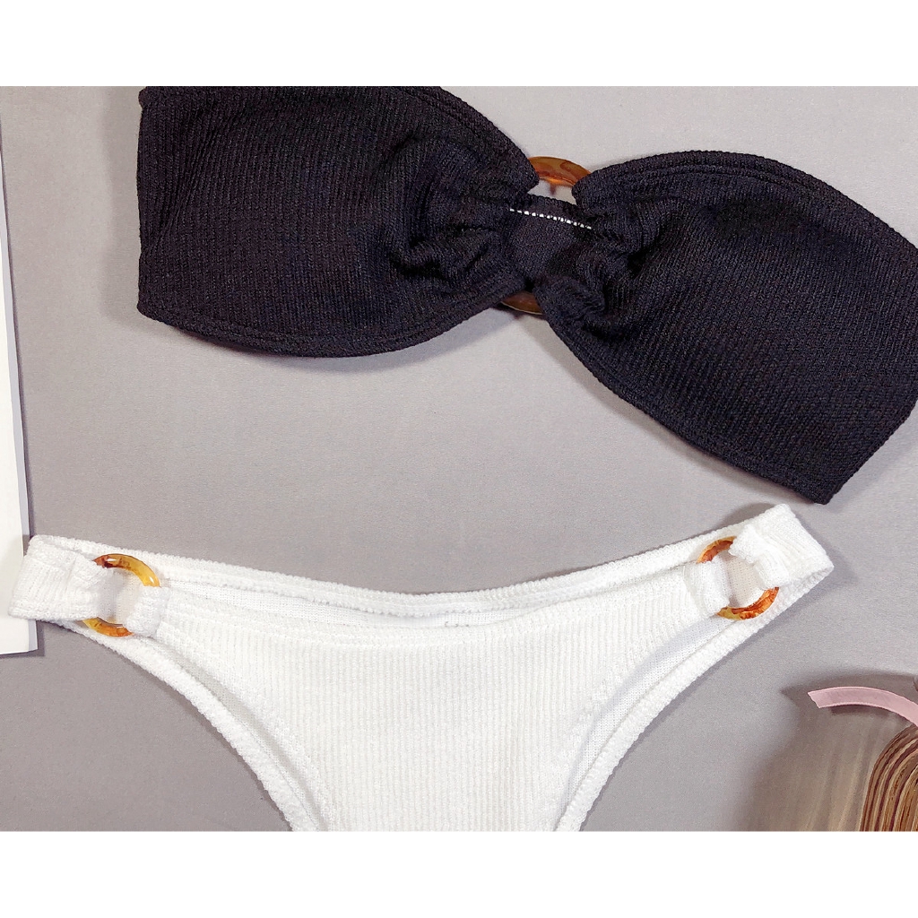 Set Bikini Trắng Đen Thiết Kế Thời Trang Đơn Giản Dành Cho Nữ | BigBuy360 - bigbuy360.vn