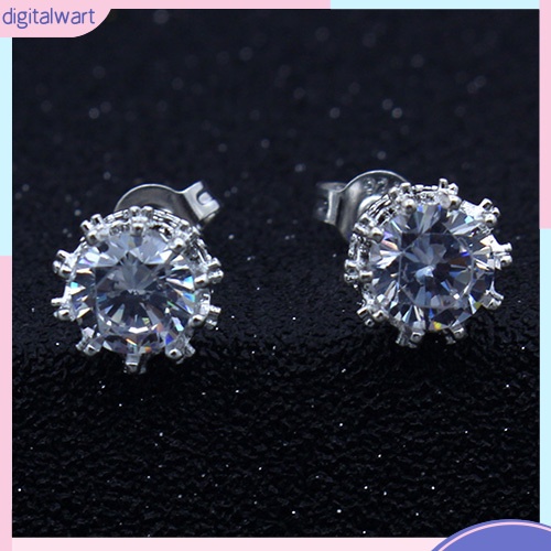 Khuyên Tai Mạ Bạc Đính Đá Hình Vương Miện Xinh Xắn Dành Cho Nữ