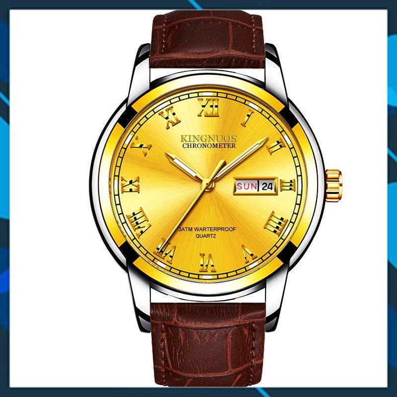 [HÀNG CHUẨN AUTH]Đồng Hồ Nam KINGNOUS K-1758 Dây Da Cao Cấp,Chống Nước,Chống Xước,Có Dạ Quang,Bảo Hành 12 tháng