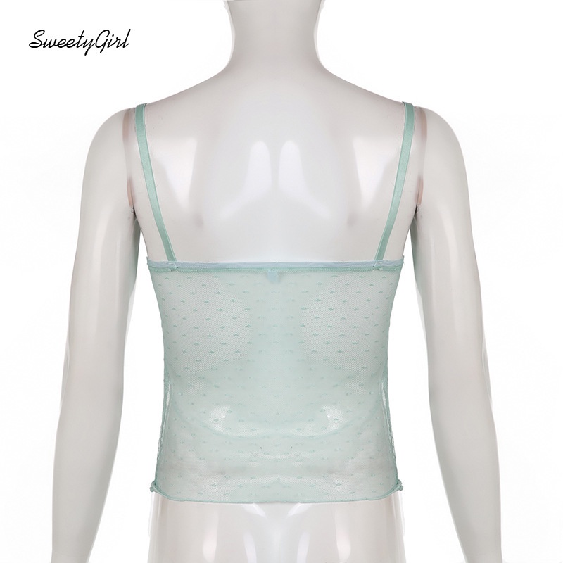 Áo Hai Dây Phối Ren Lưới Thời Trang Quyến Rũ 2022 Cho Nữ