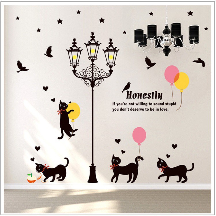 (HCM) Decal dán tường Mèo con tinh nghịch 2 - decalhcm