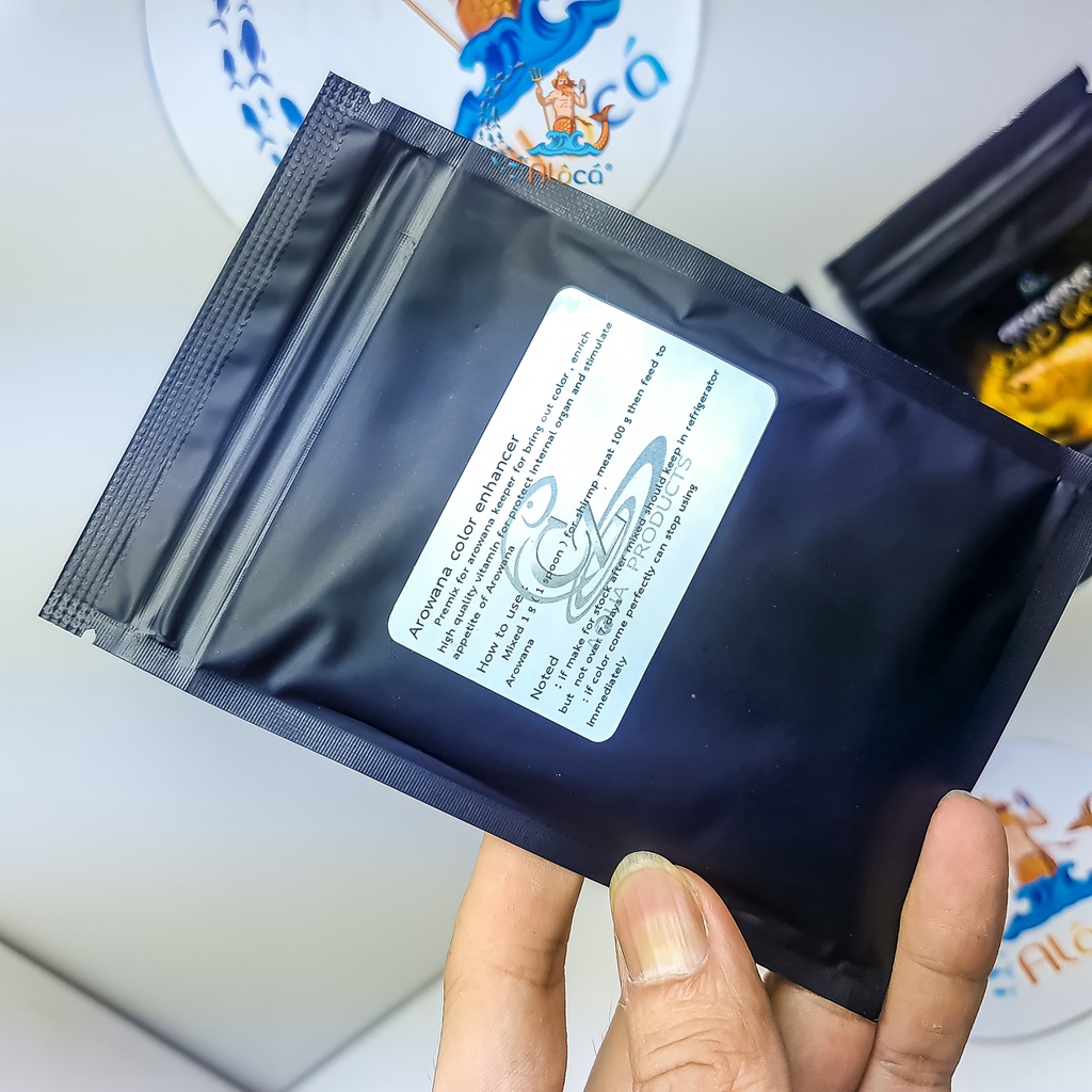 Bột Vitamin Arowana Solid Gold kích màu vàng cho cá rồng Kim Long quá bối, đầu Vàng, Full helmet, King Kong, Ali gói 10g