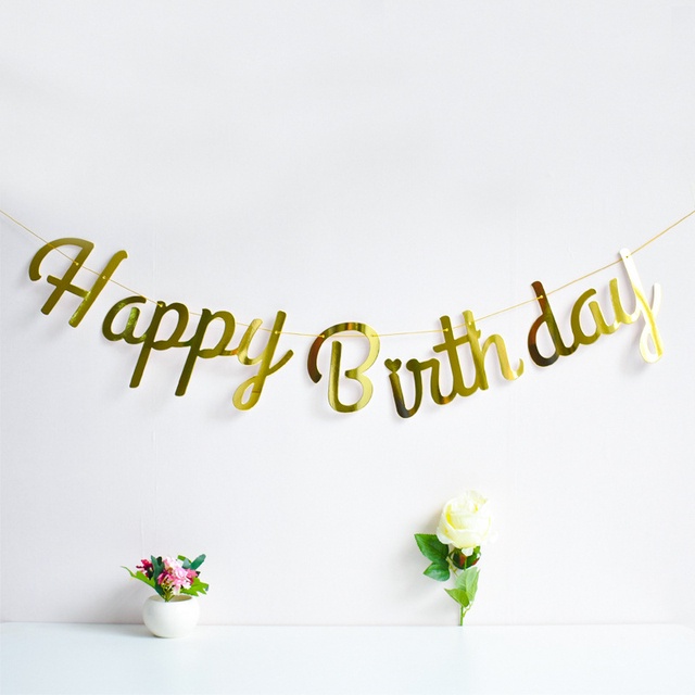 Banner Sinh Nhật Chữ Happy Birthday Mạ Vàng