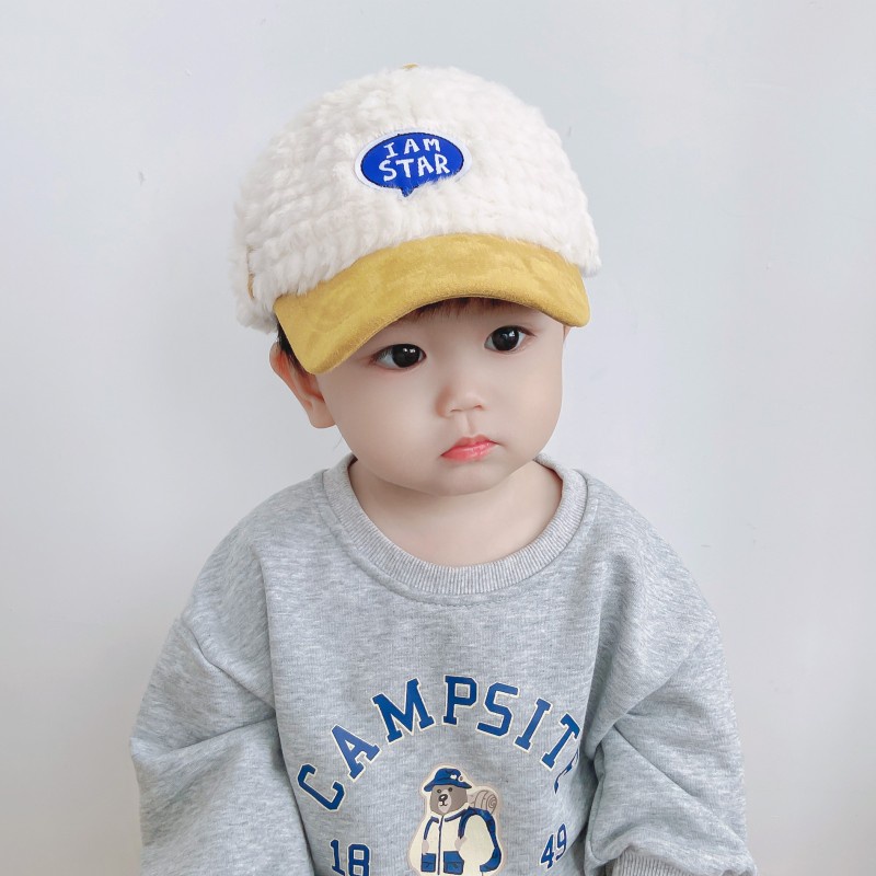 Mũ Lưỡi Trai Phối Lông Màu Sắc Tương Phản Thời Trang Thu Đông Cho Bé